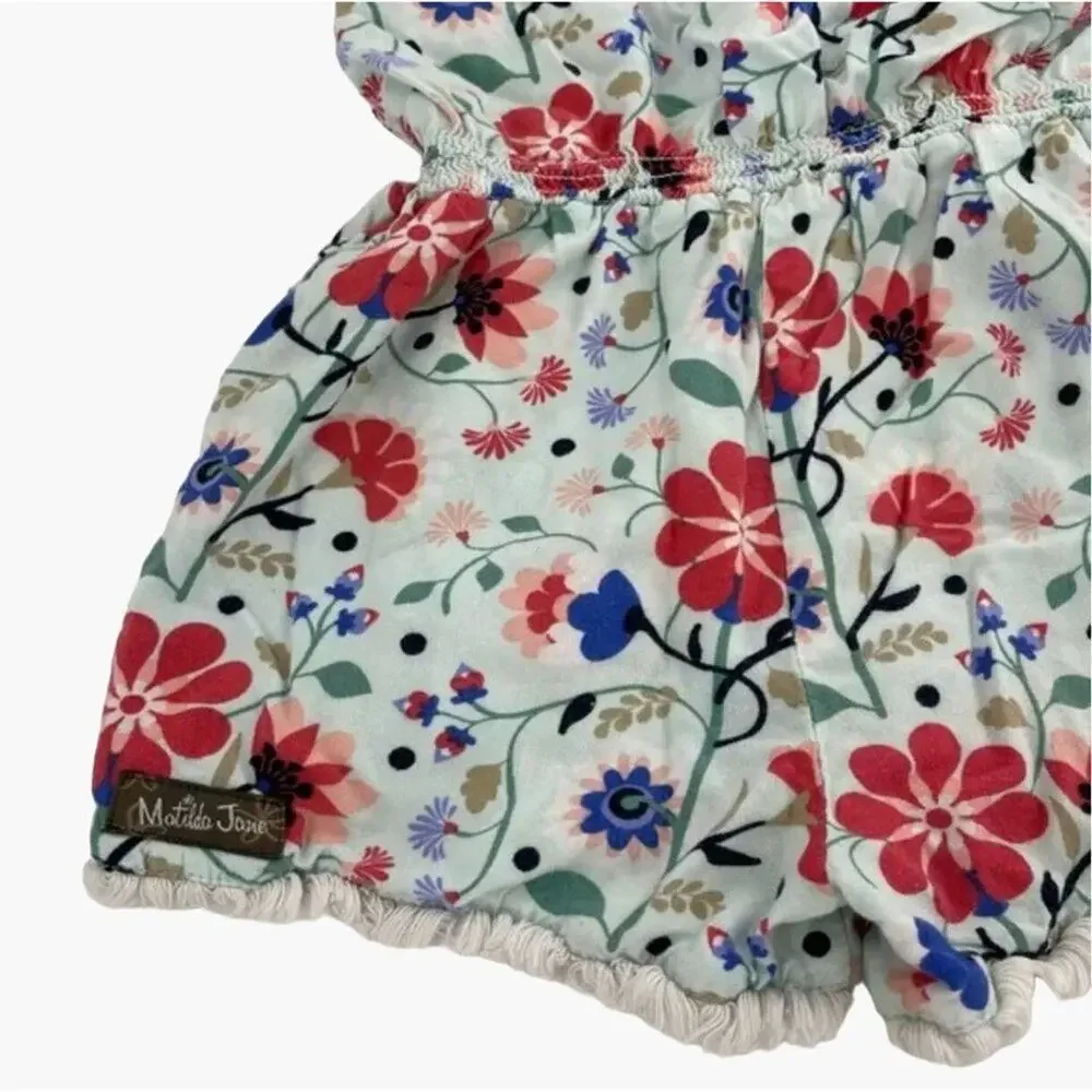 Matilda Jane Tug Of War Romper Floral Toddler Girls Size 2 Clean smoke free home